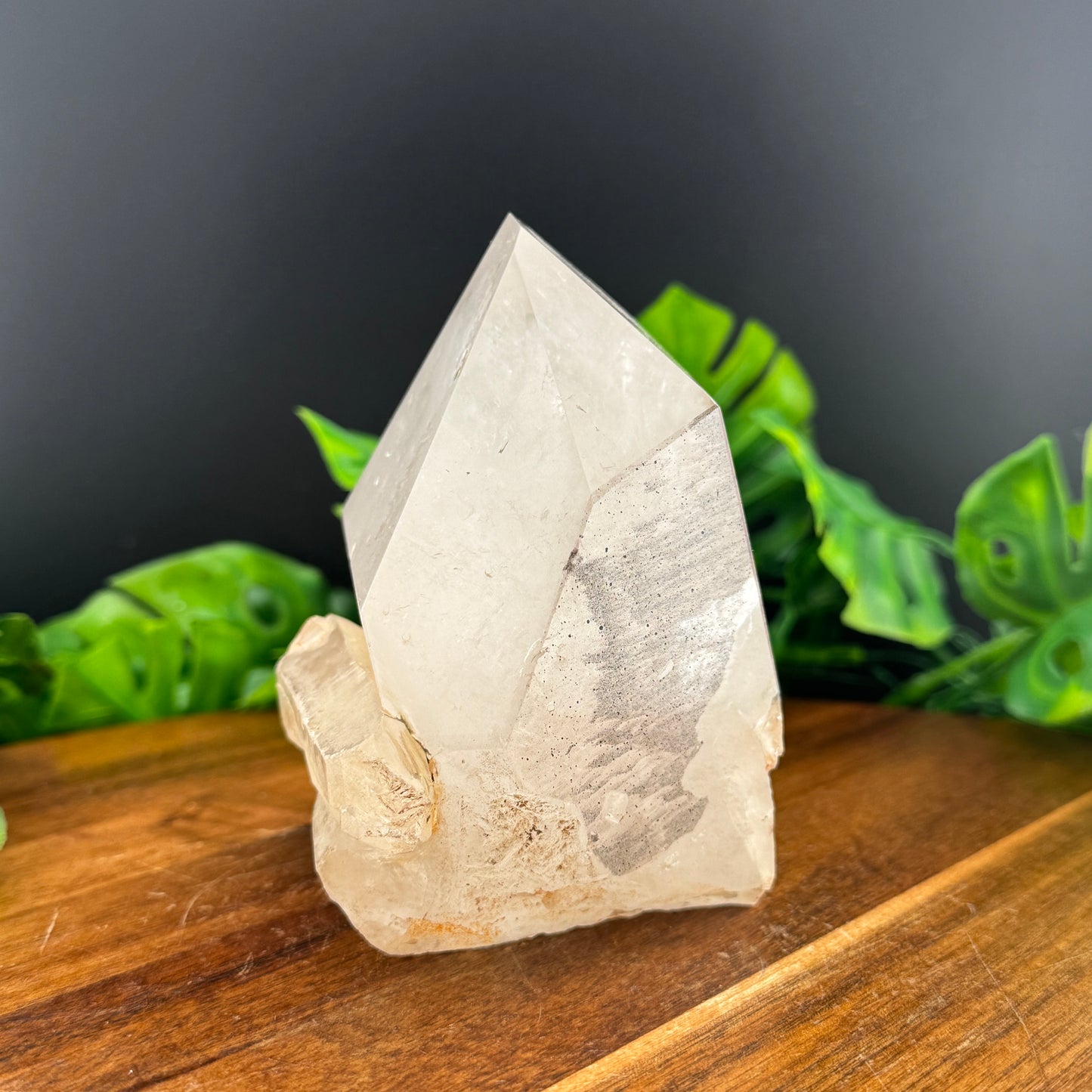 Chunky Clear Quartz Point with Iron Spotted Inclusions