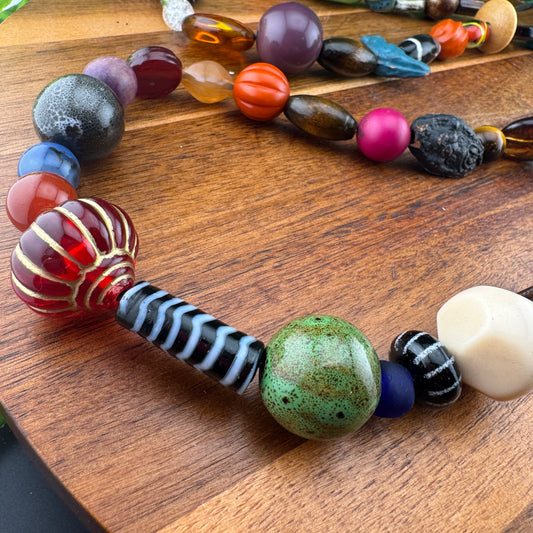 Vintage Bead, Wood and Crystal Garland
