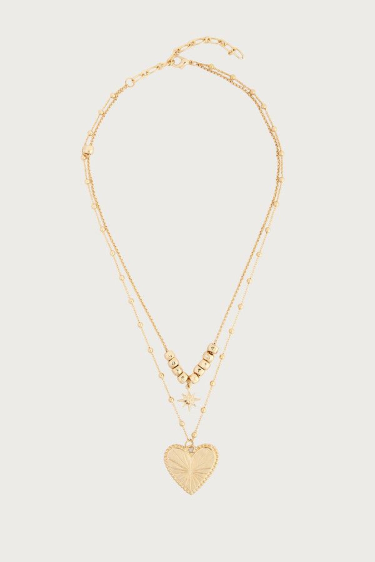 Layered Heart Charm Necklace