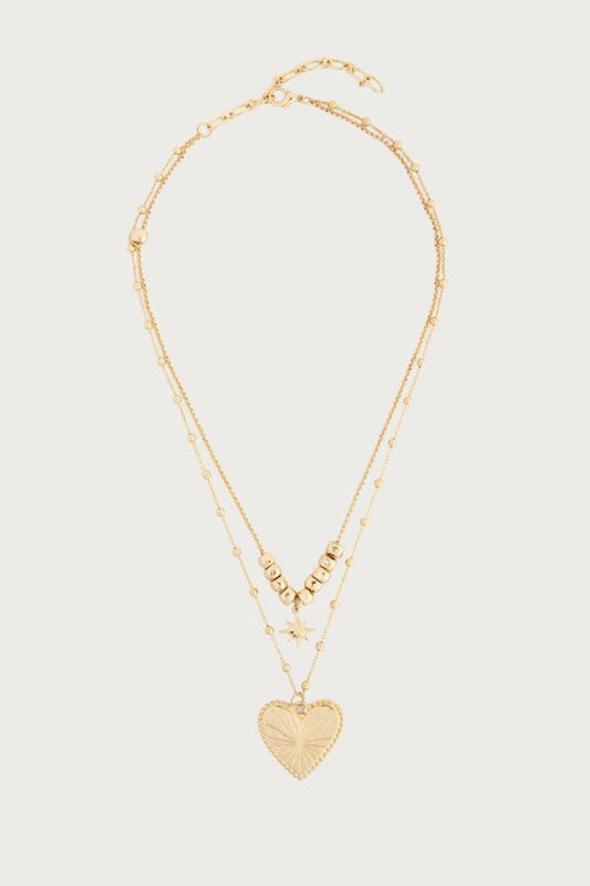 Layered Heart Charm Necklace