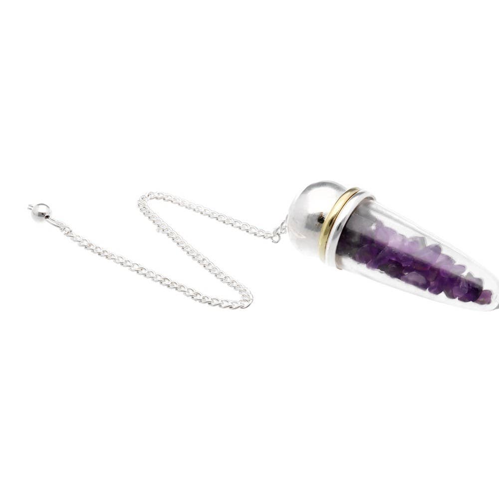 Pendulum Drop of Amethyst, Resin and Orgonite Metallic Witness