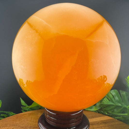 XL Honeycomb Orange Calcite Sphere