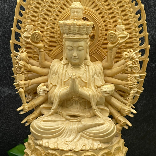 Thousand Hand Guanyin Birch Wood Carving