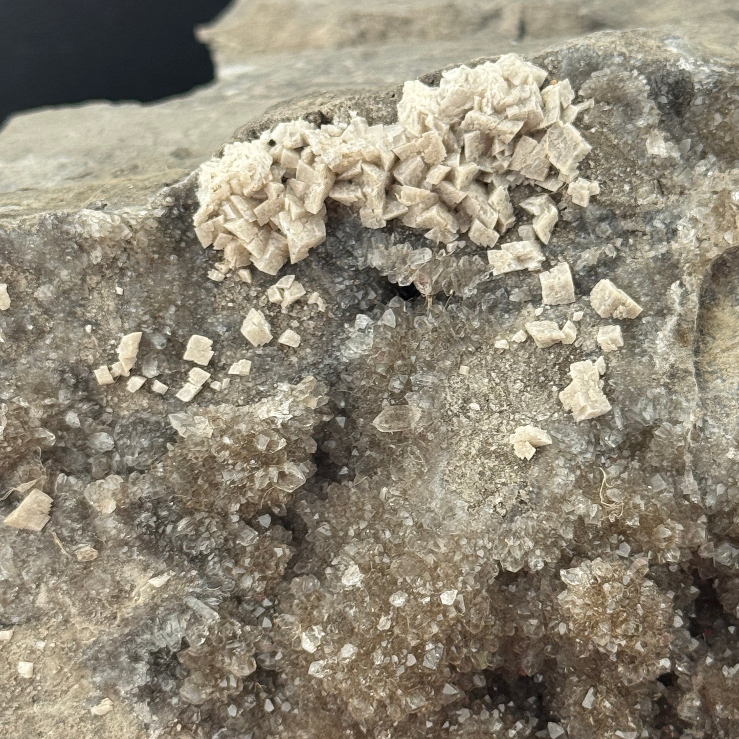 Dolomite on Quartz in Matrix