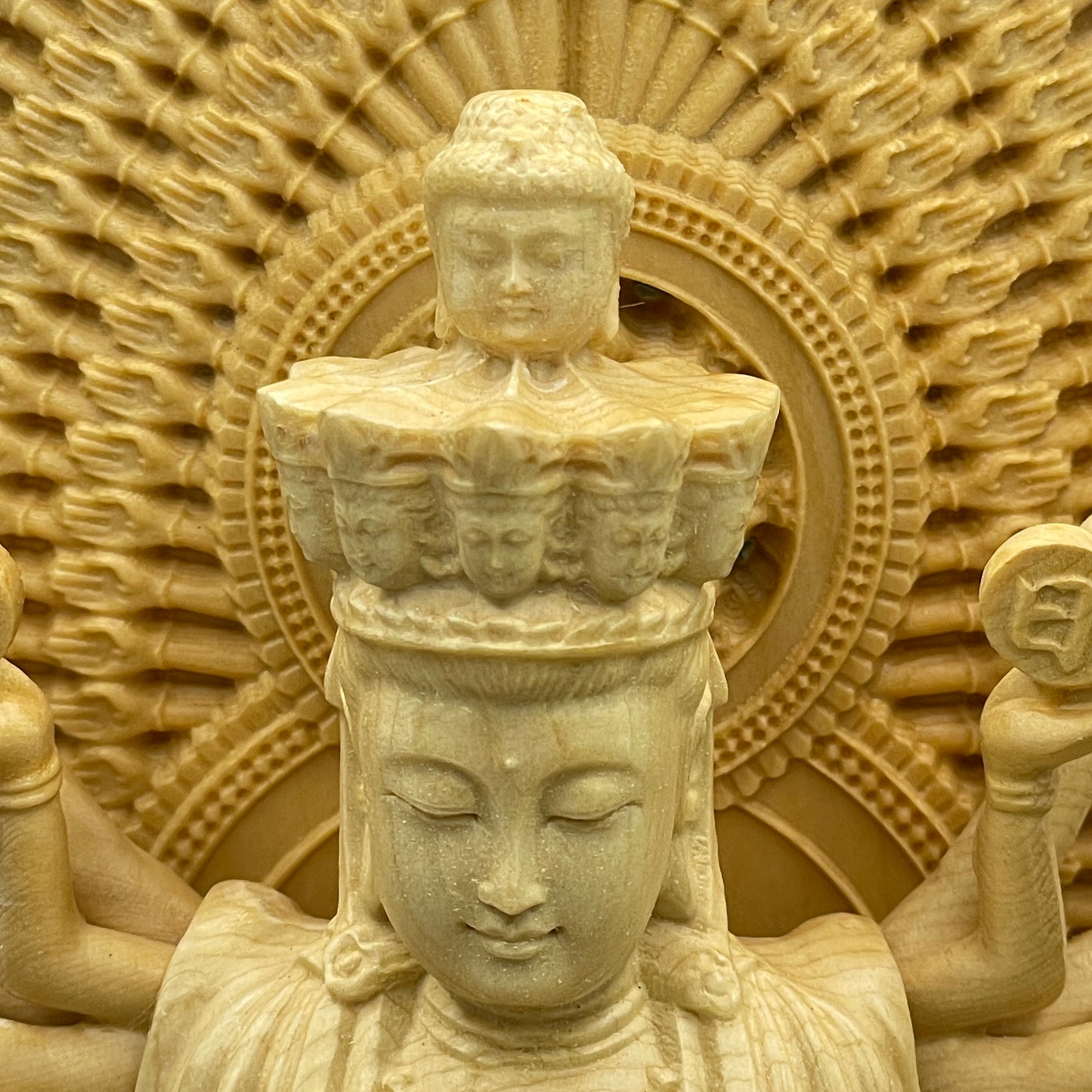 Thousand Hand Guanyin Birch Wood Carving