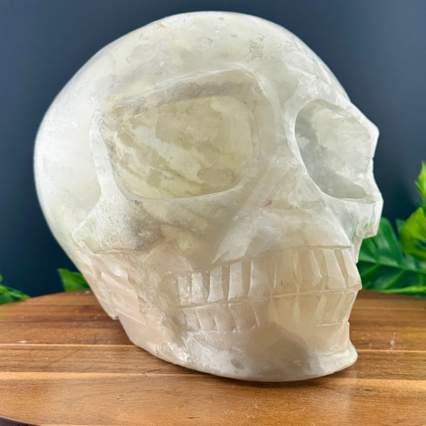 XL Satin Spar Selenite Skull