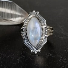 Sterling Silver Moonstone Ring Sz 9