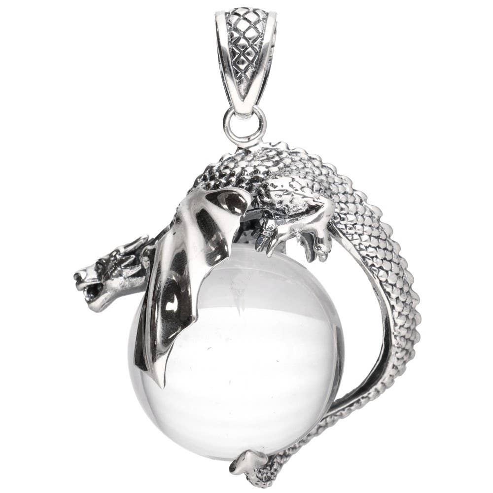 Gotland Dragon Clear Quartz & Sterling Silver Sphere Pendant