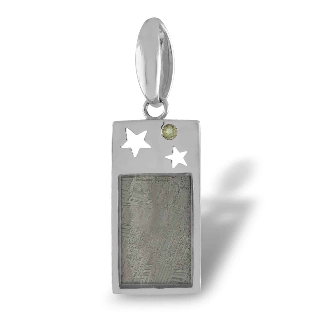 Starborn Muonionalusta Meteorite & Moldavite Star Pendant in Sterling Silver