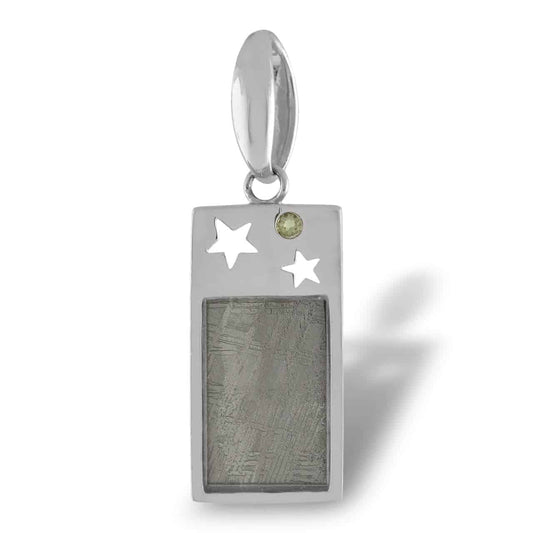 Starborn Muonionalusta Meteorite & Moldavite Star Pendant in Sterling Silver
