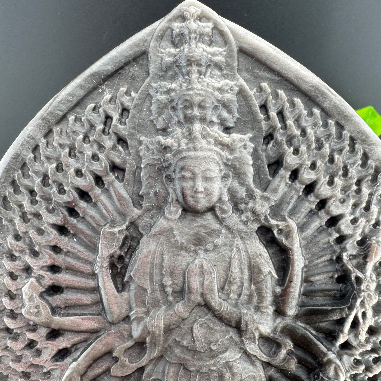 Silver Sheen Obsidian Thousand Hand Guanyin