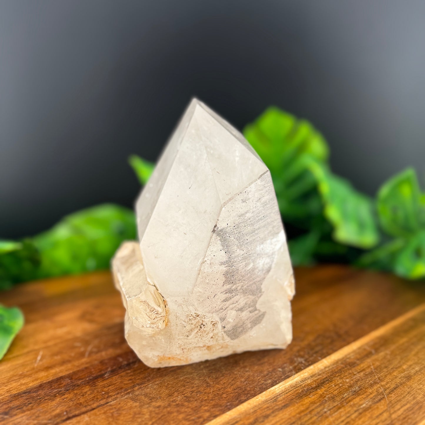 Chunky Clear Quartz Point with Iron Spotted Inclusions