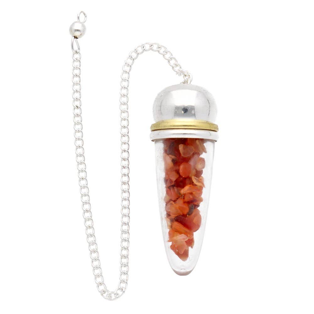 Carnelian Drop Pendulum with Metallic Witness