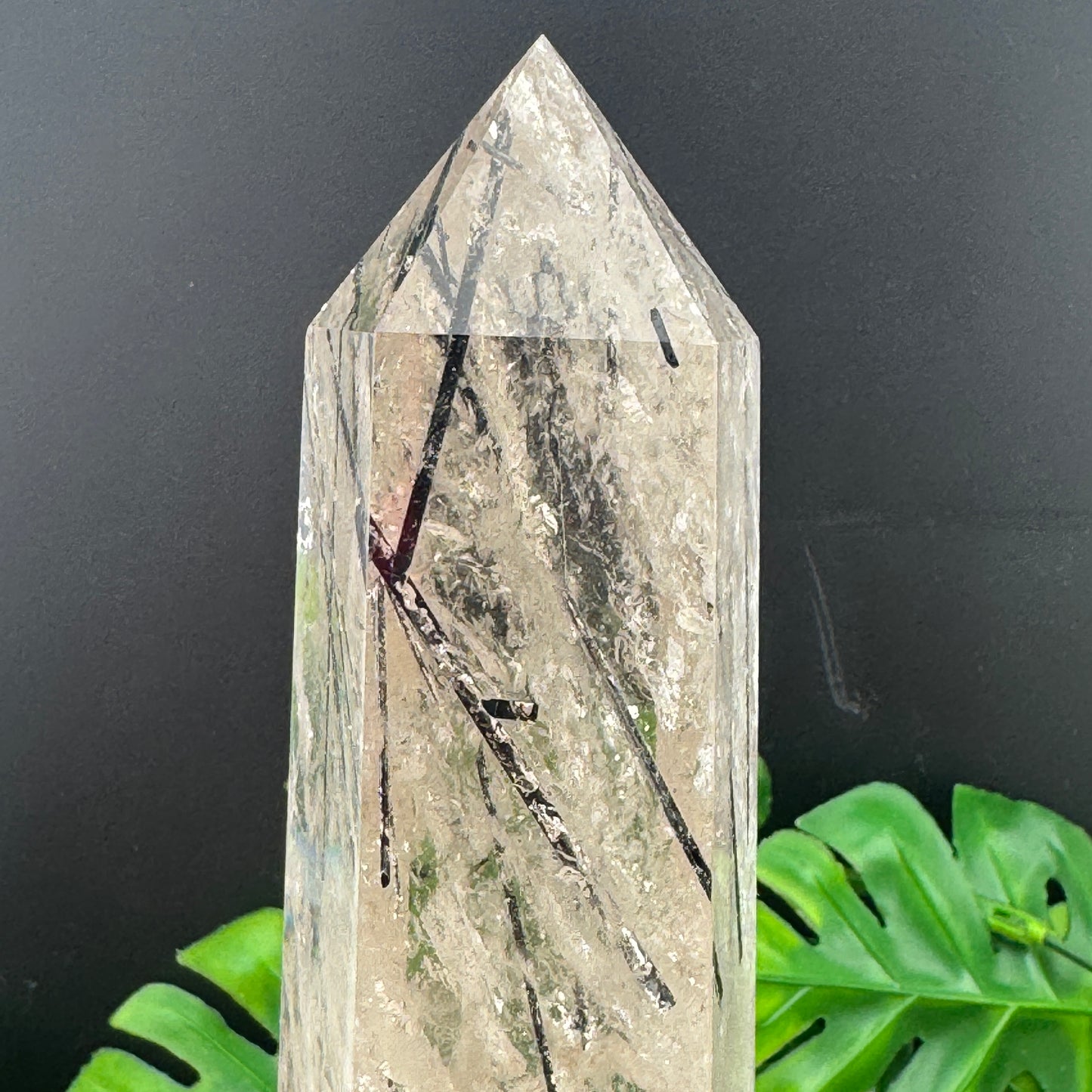 Black Tourmaline in Smoky Quartz Tower