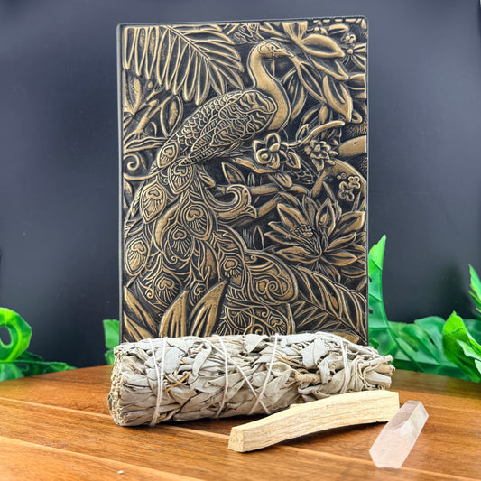 Peacock Vegan Leather Journal & Sage Bundle Set