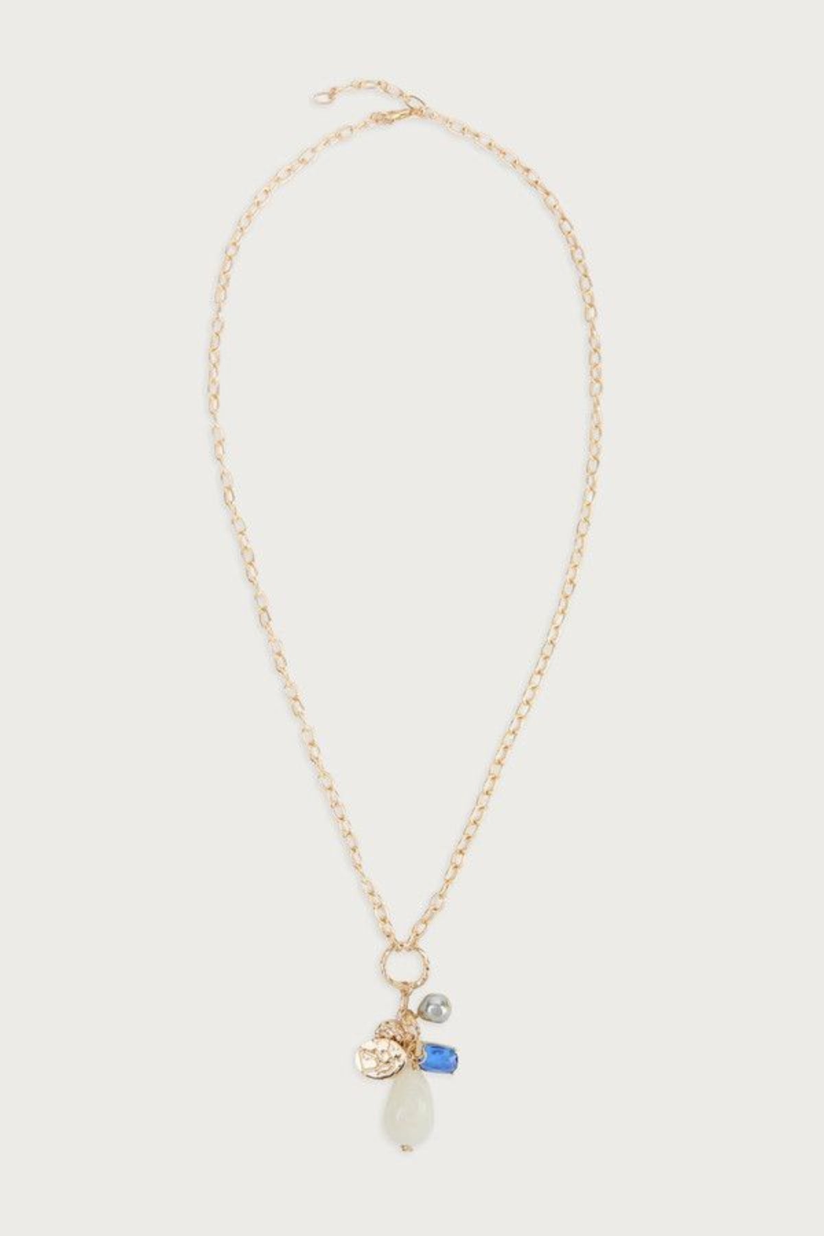 Long Stone Charm Necklace
