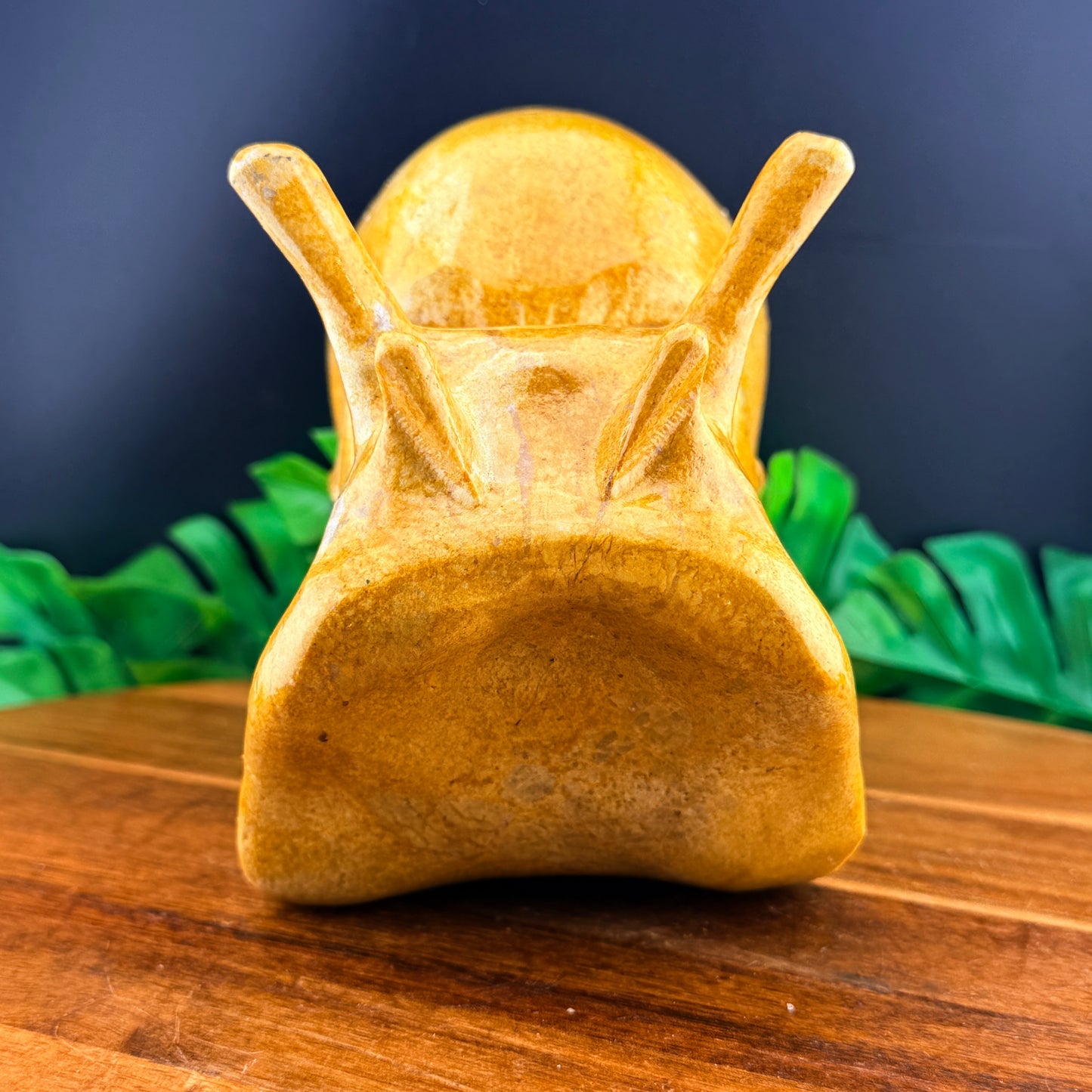 Yellow Jade Skull Snail Carving