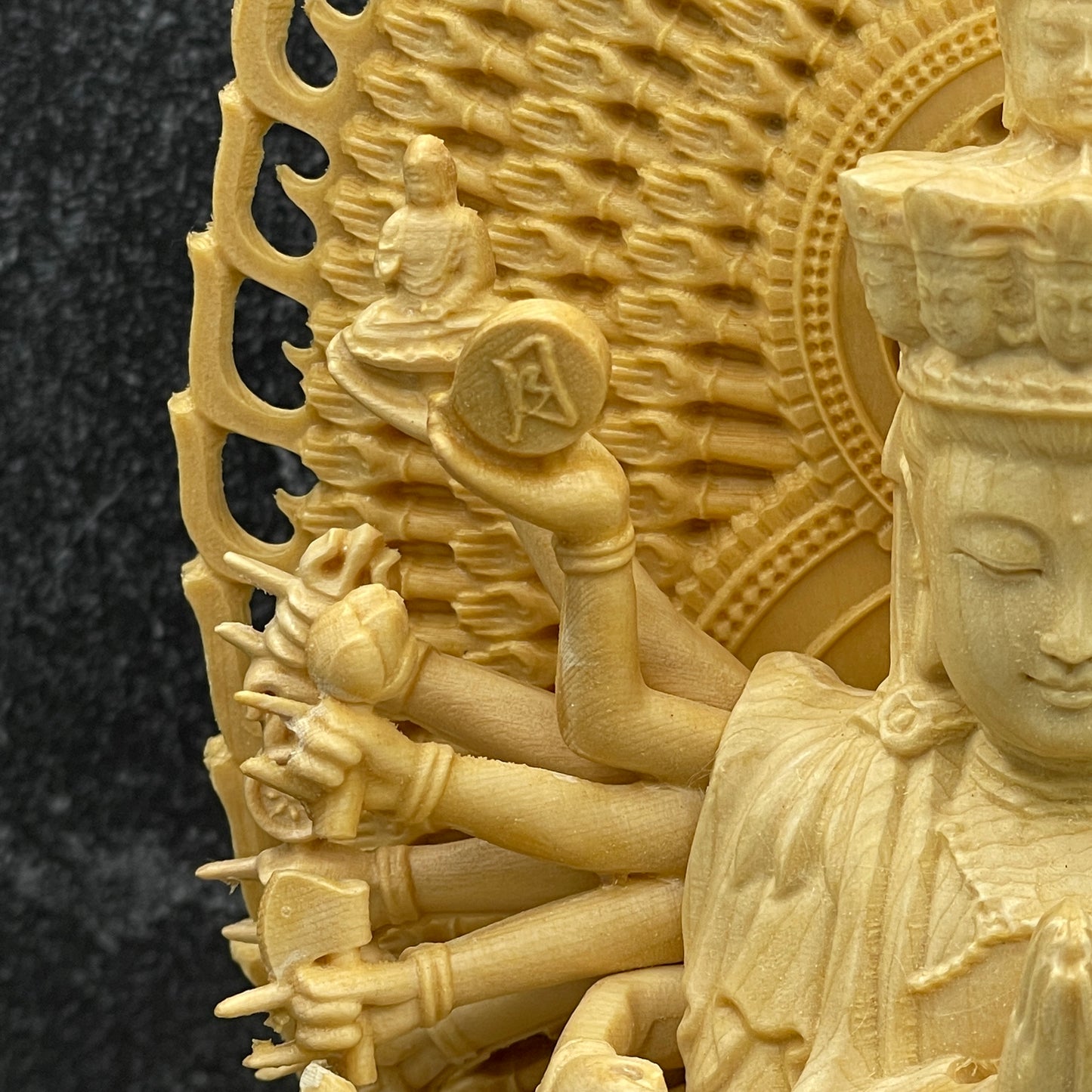 Thousand Hand Guanyin Birch Wood Carving
