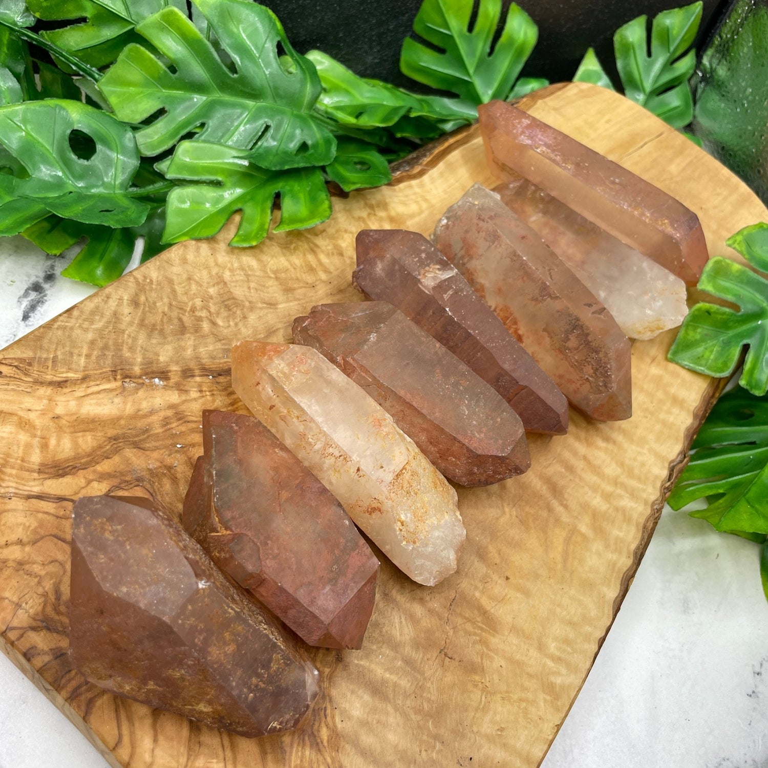 8 pc Wholesale Tangerine Lemurian Quartz Point Lot - Sage & Magic