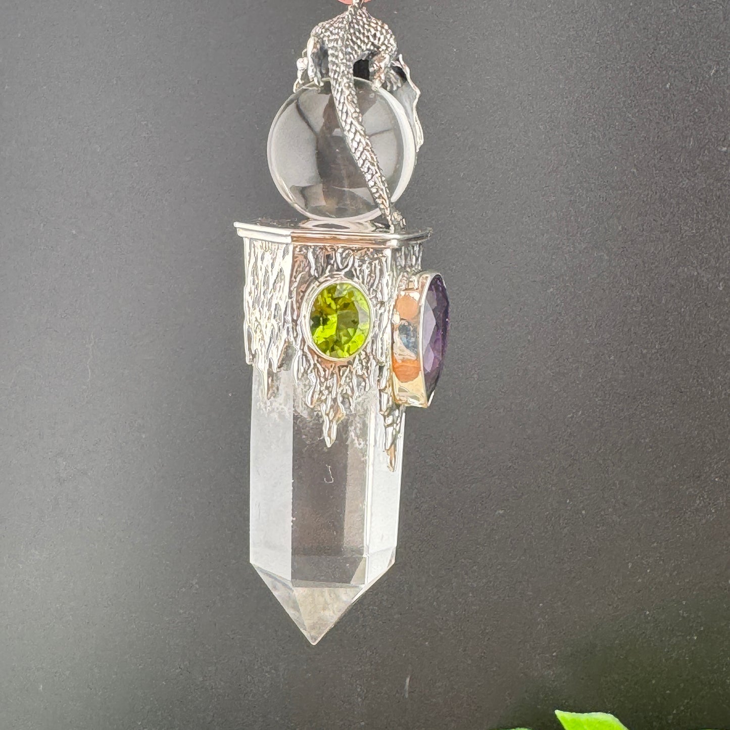 Gotland Dragon Pendant with Quartz Point