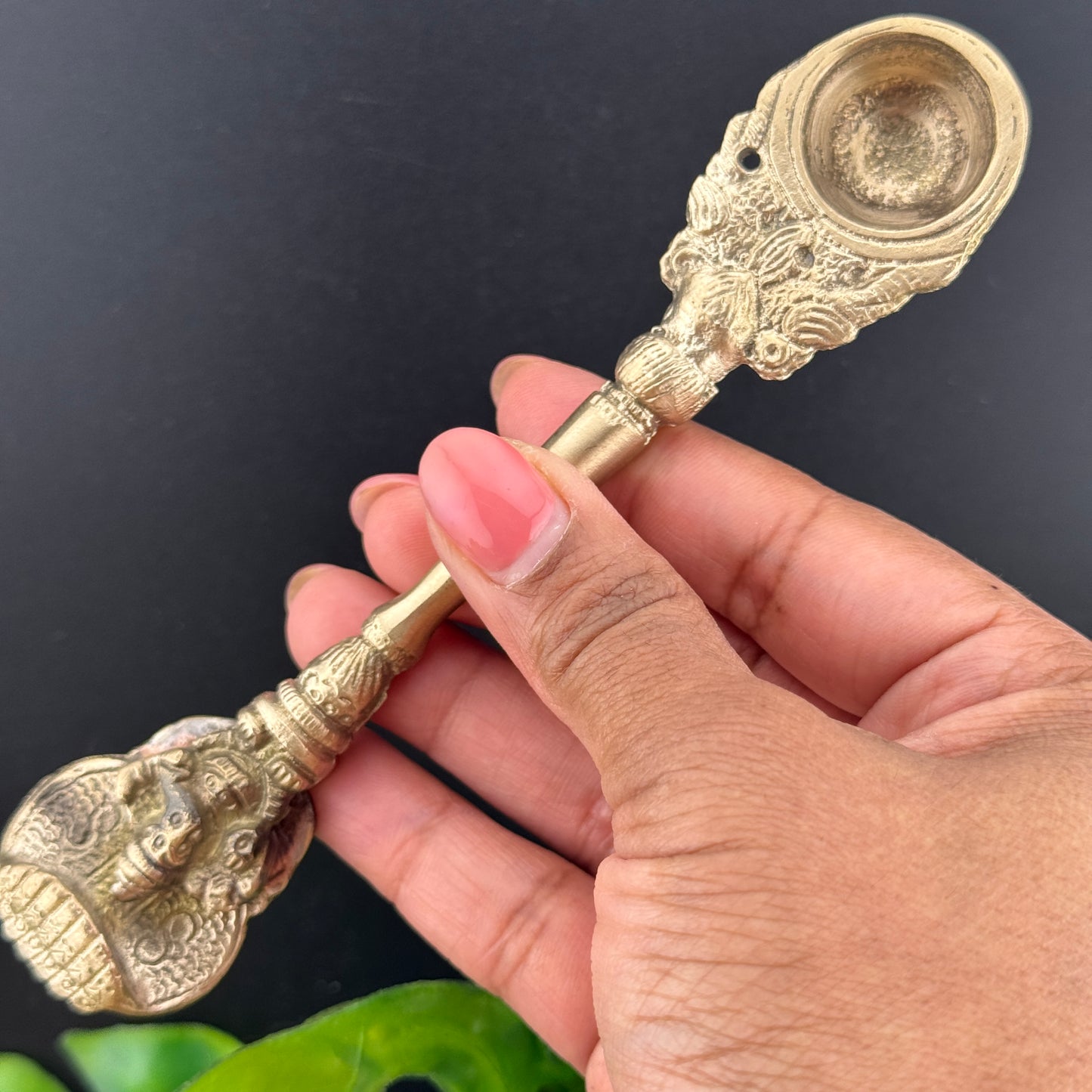 Brass Ganesh Brass Ritual Spoon