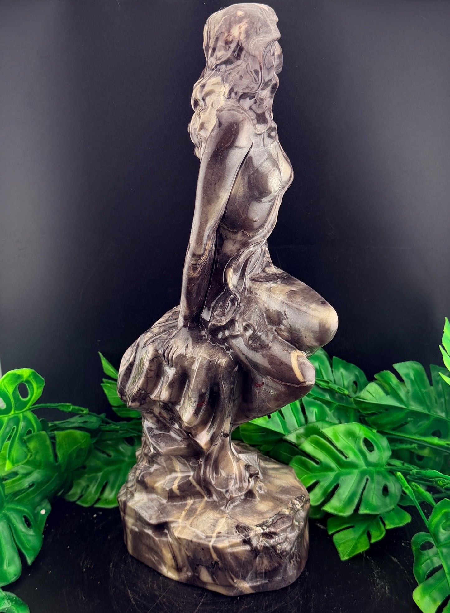 XL Jasper Stone Mermaid Carving