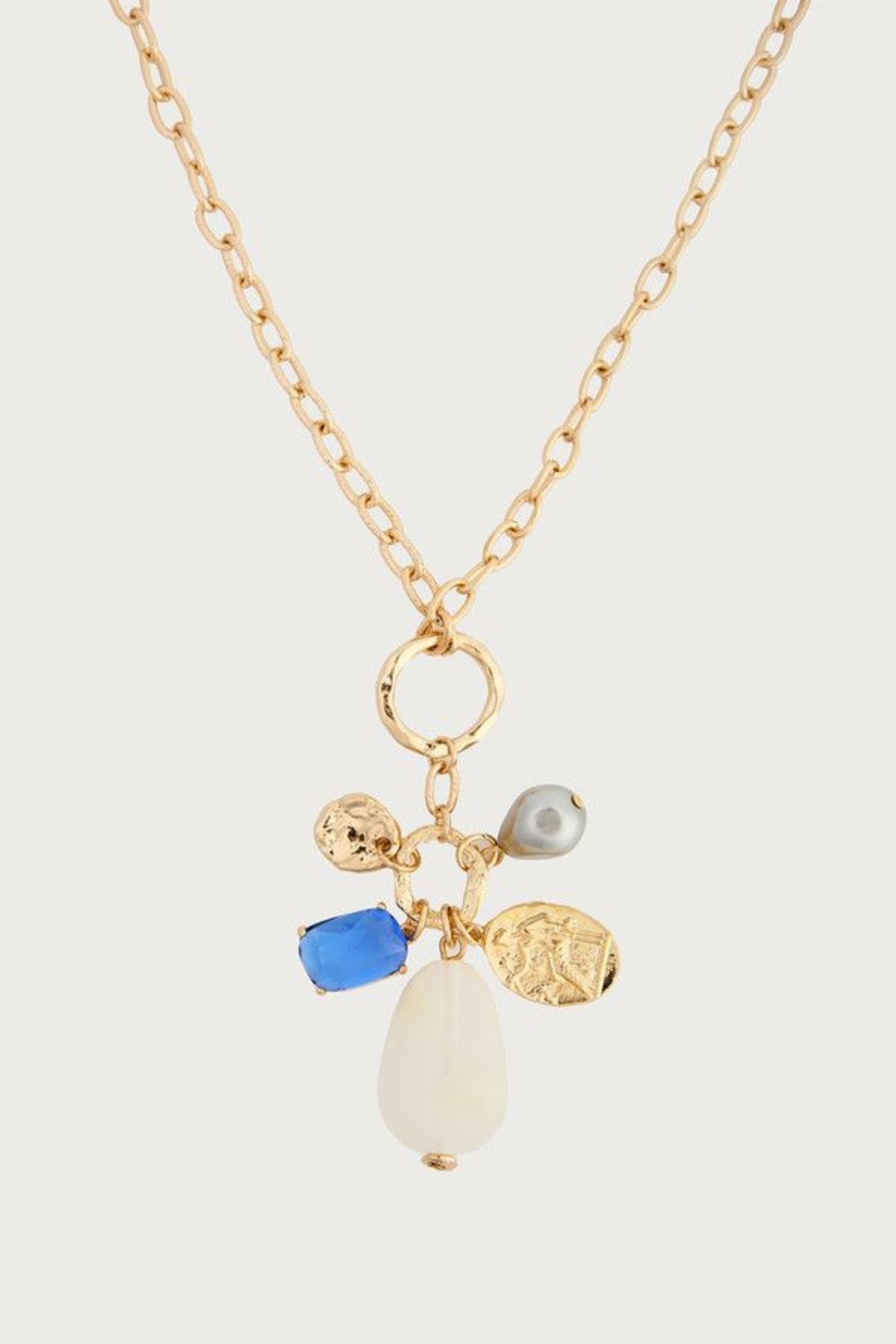 Long Stone Charm Necklace