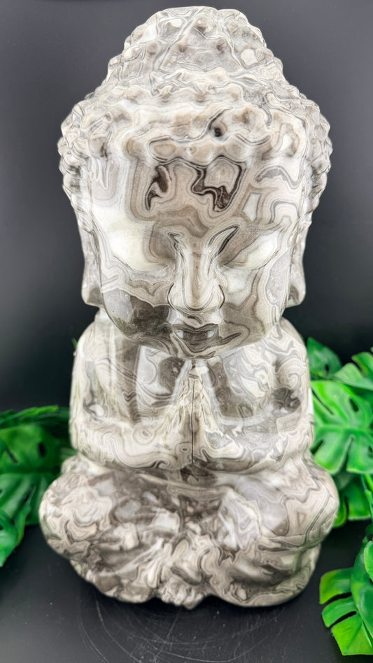 XL Black Crazy Lace Agate Buddha