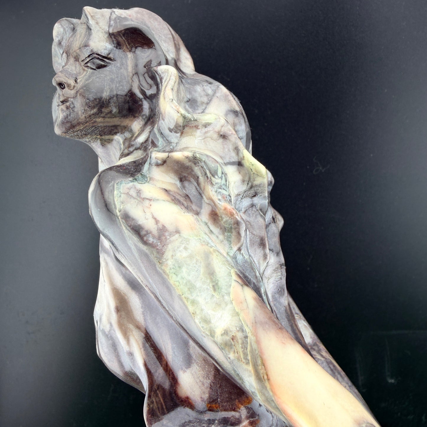 XL Jasper Stone Mermaid Carving