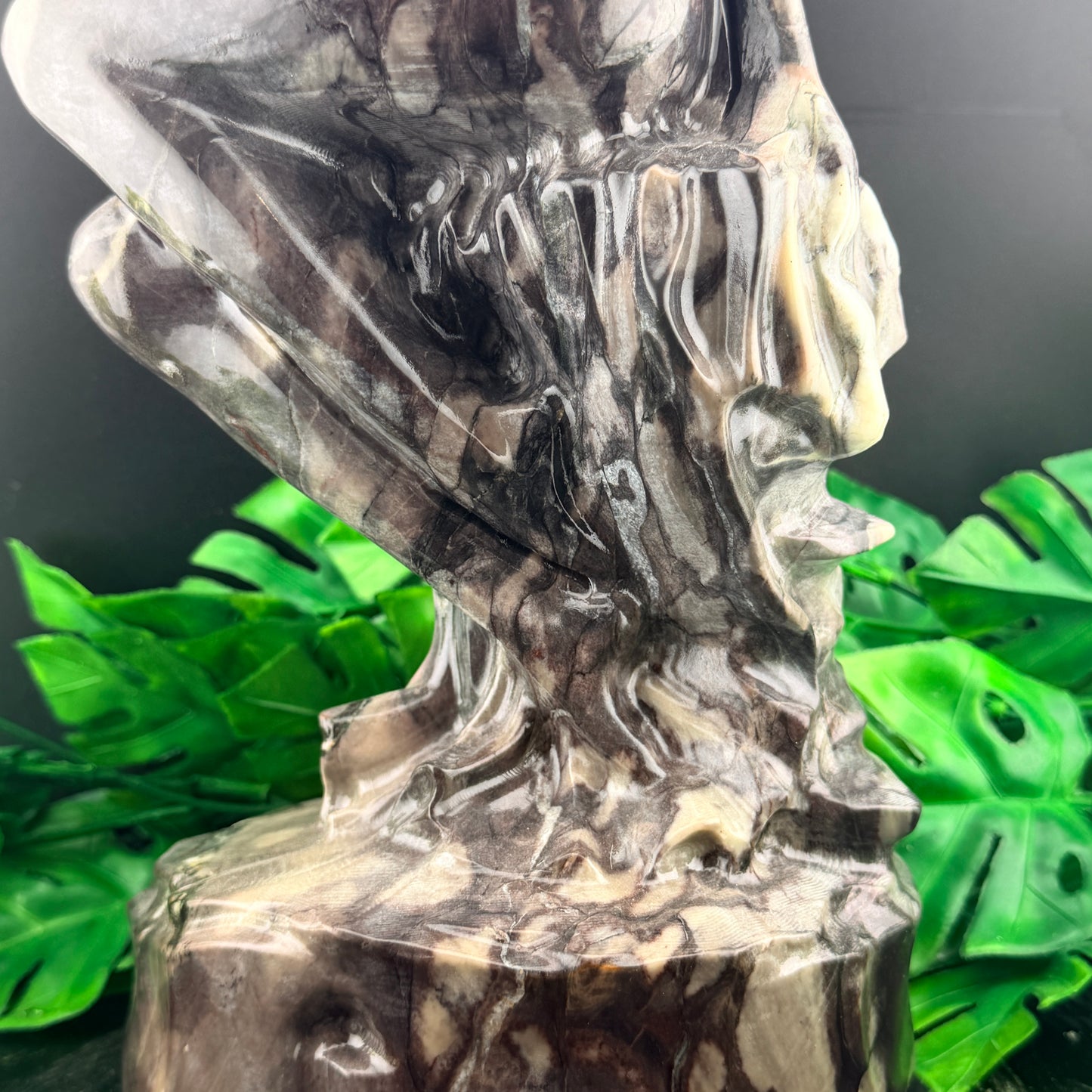 XL Jasper Stone Mermaid Carving