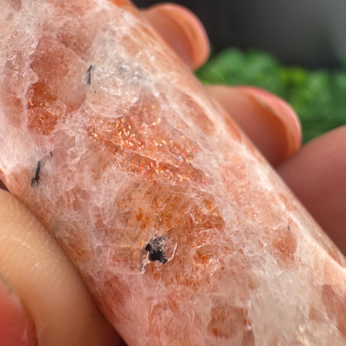 Lattice Sunstone, Carnelian & Clear Quartz Wand