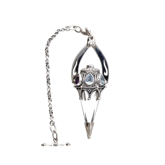 Gotland Pendulum with Topaz and Amethyst and Granate in Law Silver 925