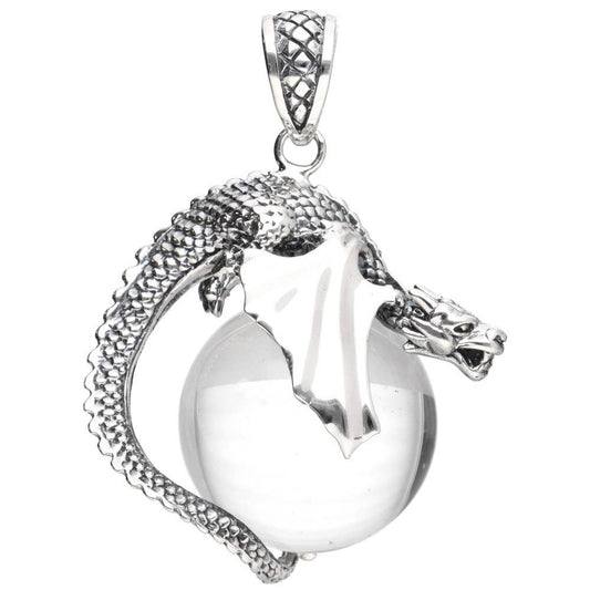 Gotland Dragon Clear Quartz & Sterling Silver Sphere Pendant