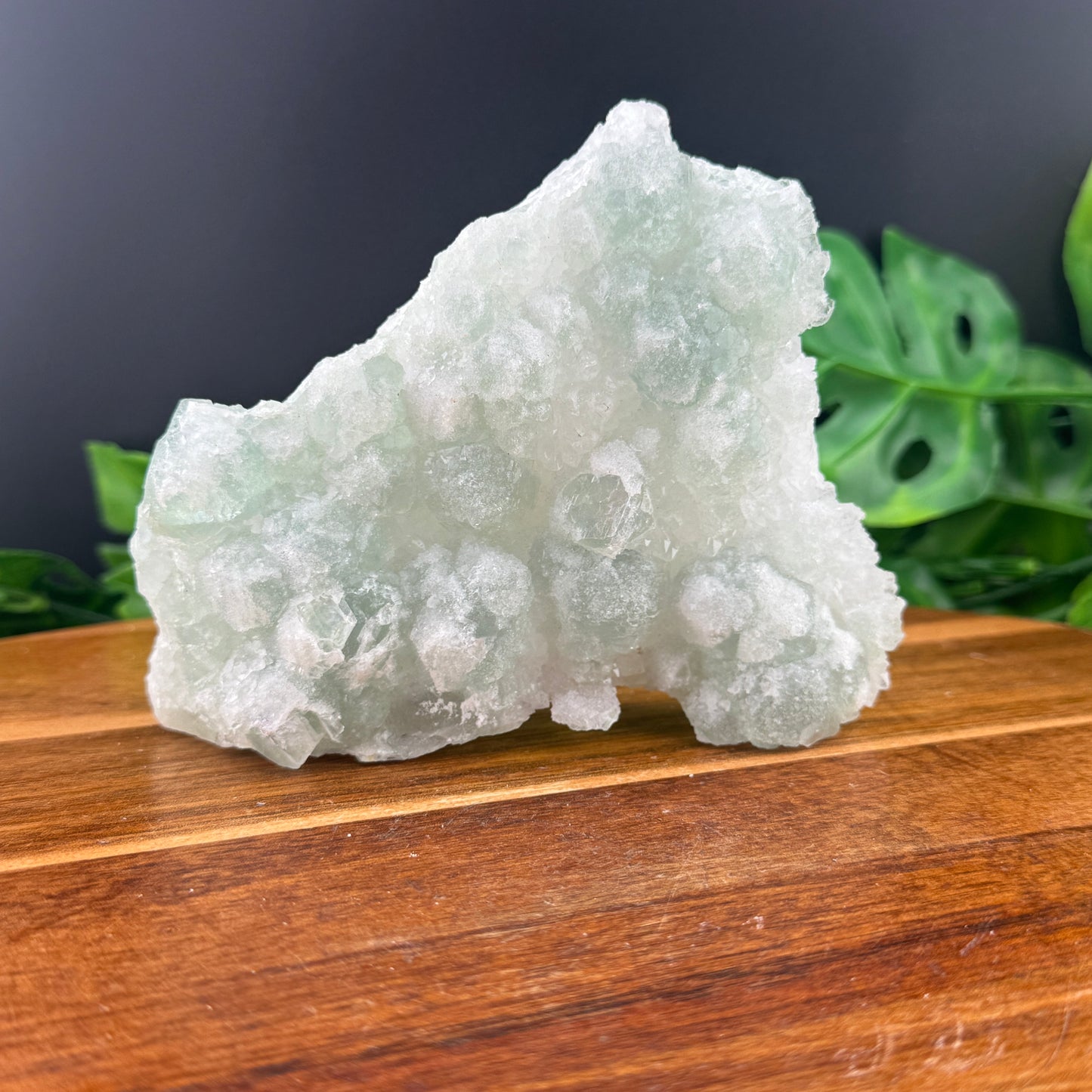 Green Sugar Fluorite on Druzy Quartz
