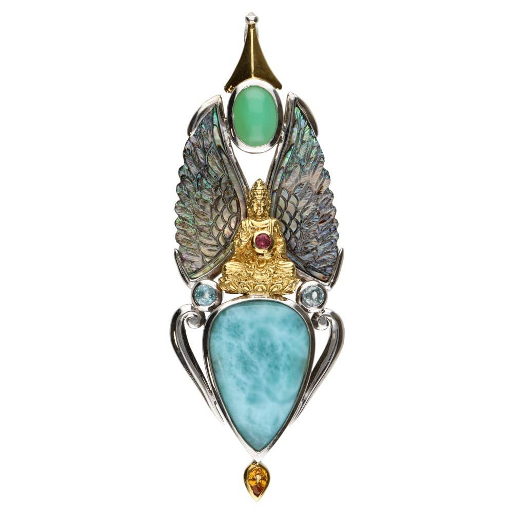 Gotland Mother of Pearl Wing Pendant in 925 Sterling Silver and Gold