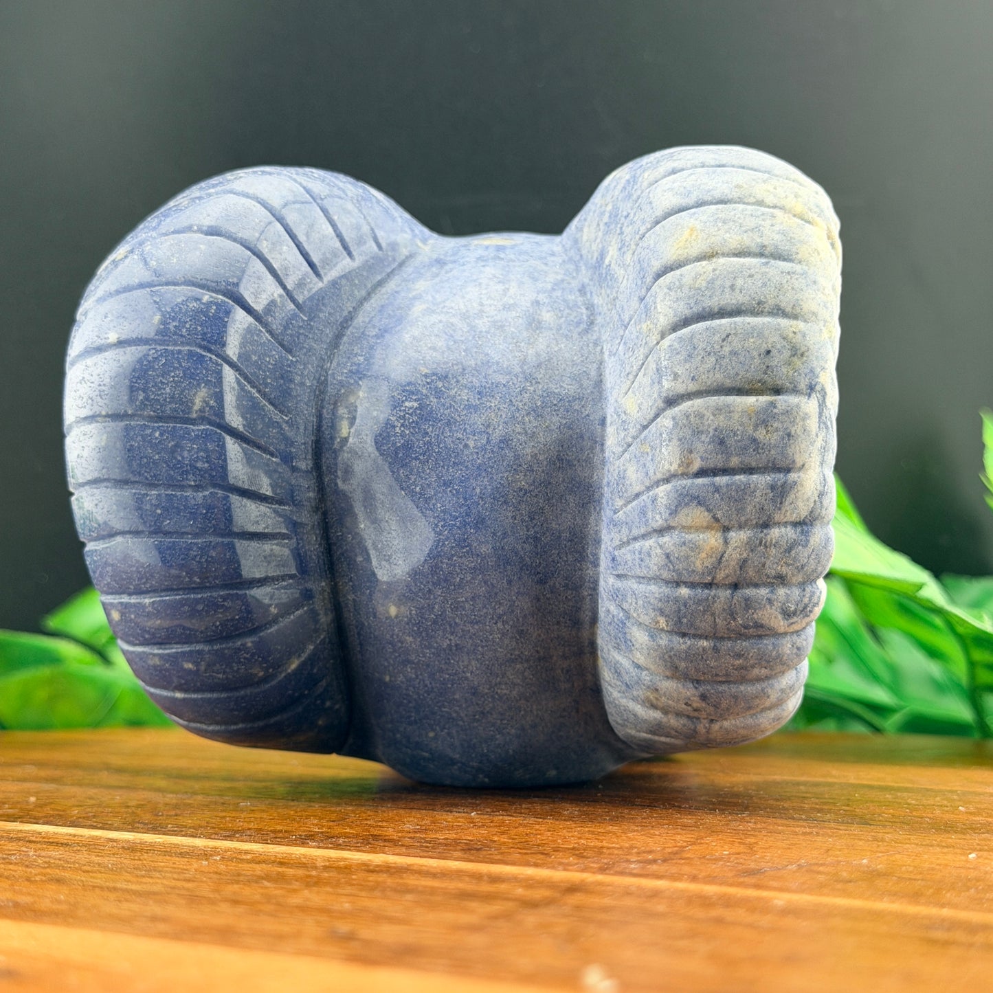 Blue Aventurine Horned Skull