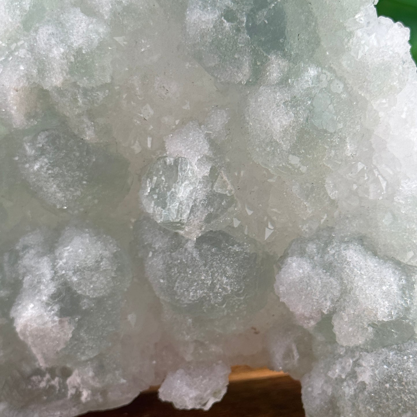 Green Sugar Fluorite on Druzy Quartz