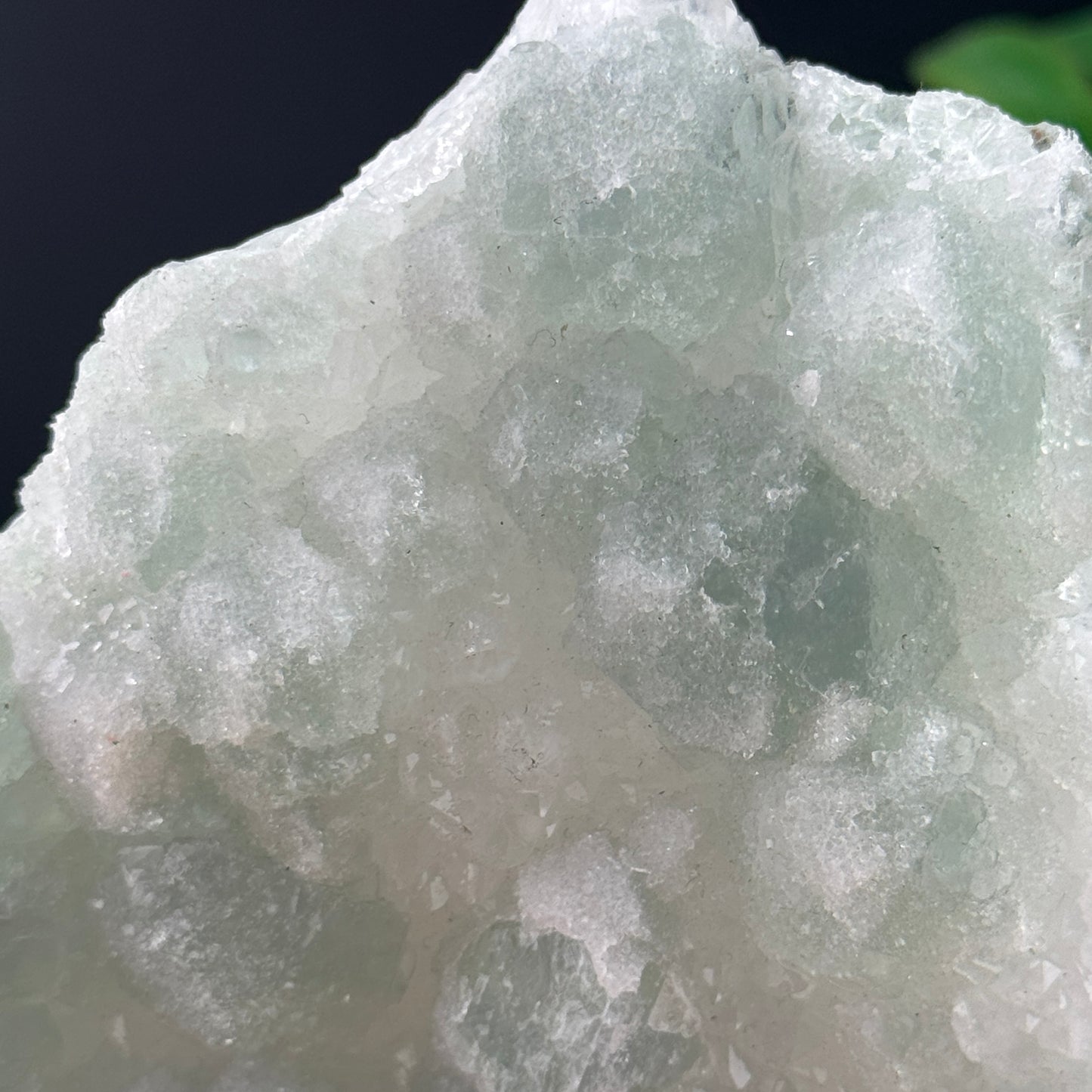 Green Sugar Fluorite on Druzy Quartz