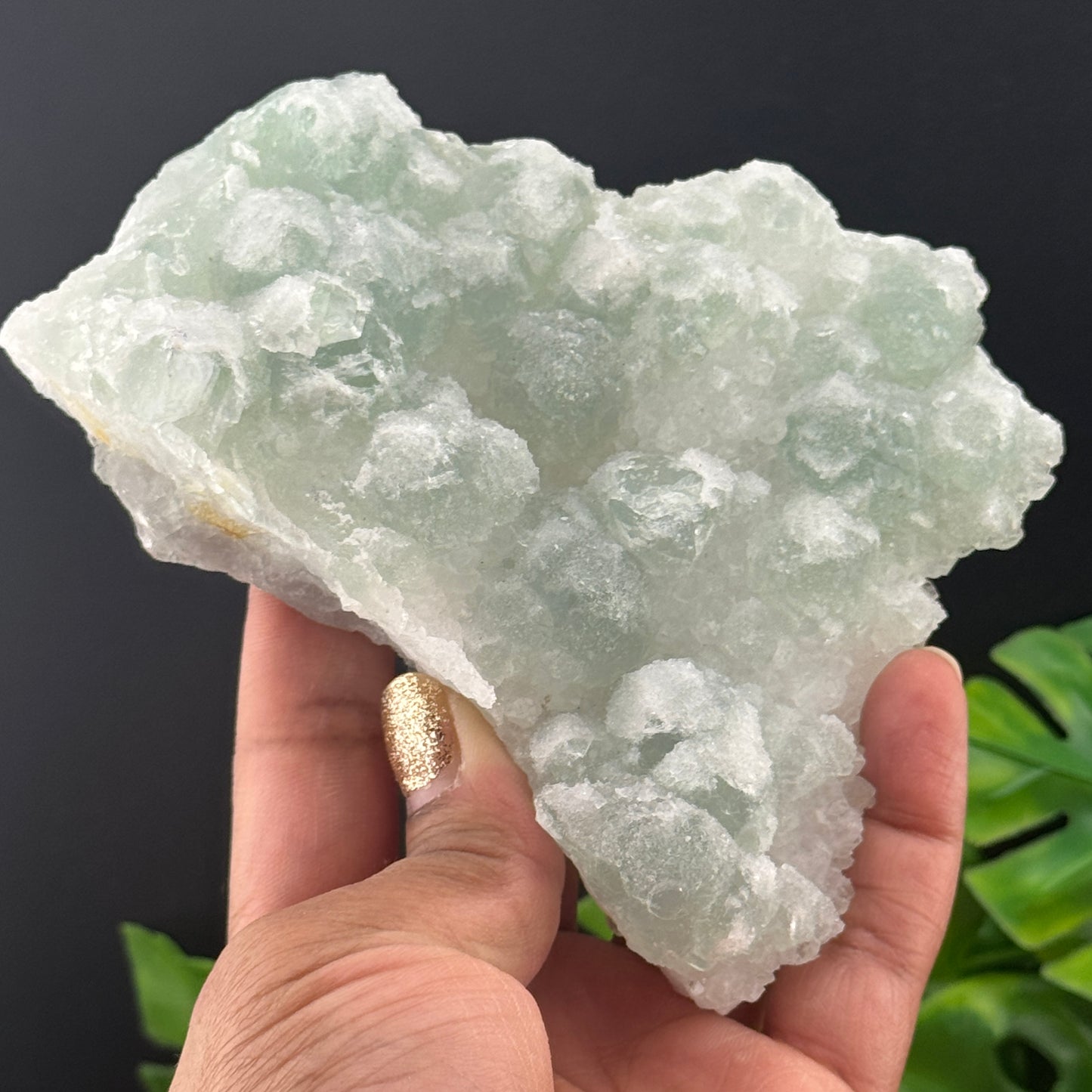 Green Sugar Fluorite on Druzy Quartz