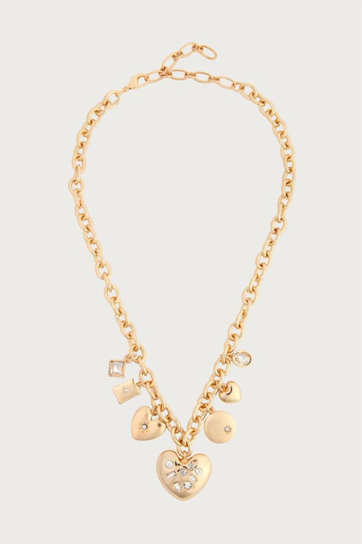 Gold Heart Multi Charm Necklace