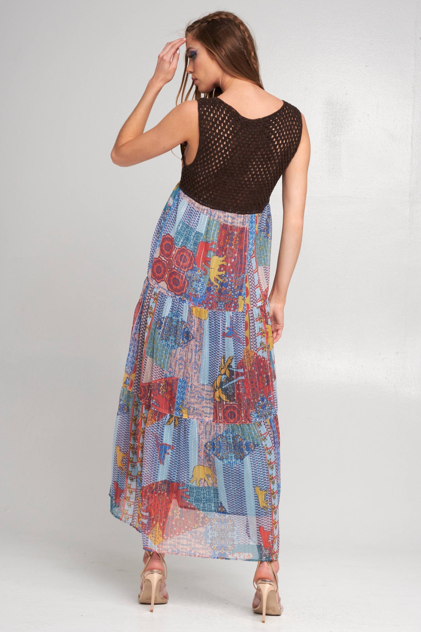 Aratta Girls Insane Maxi Dress: Red Teal Combo
