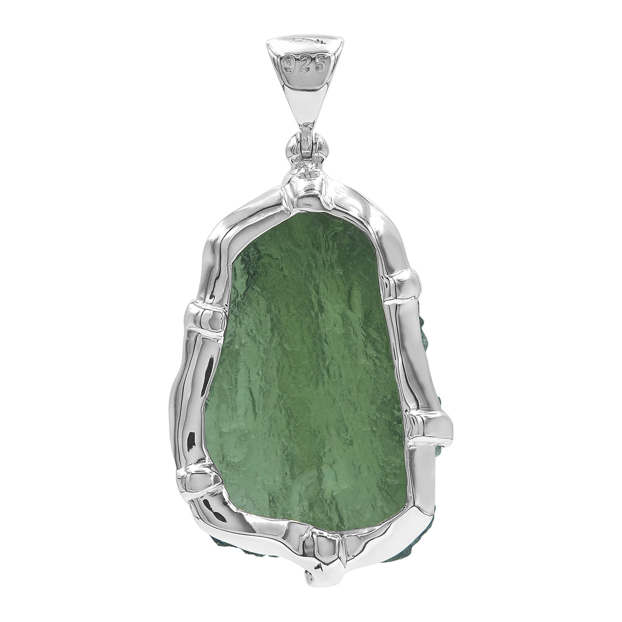 Starborn Natural Rough Moldavite Prong Set Pendant in Sterling Silver (30-39ct)
