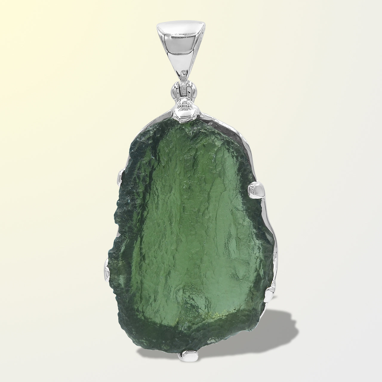 Starborn Natural Rough Moldavite Prong Set Pendant in Sterling Silver (30-39ct)