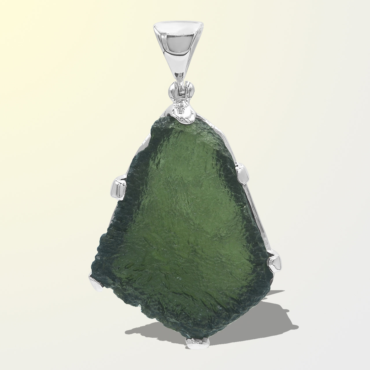 Starborn Natural Rough Moldavite Prong Set Pendant in Sterling Silver (30-39ct)