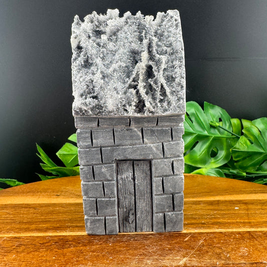 Needle Quartz Cluster in Matrix House Carving