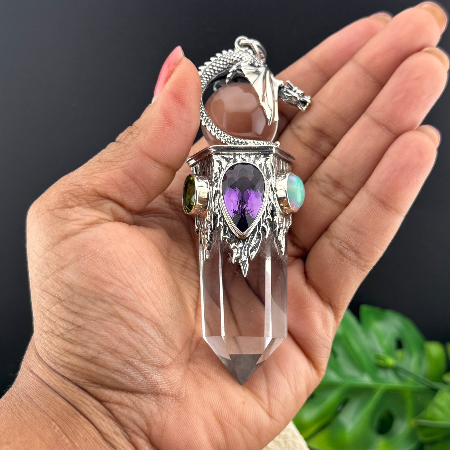 Gotland Dragon Pendant with Quartz Point