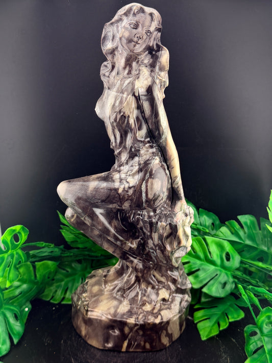XL Jasper Stone Mermaid Carving