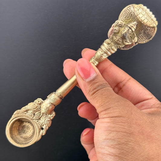 Brass Ganesh Brass Ritual Spoon