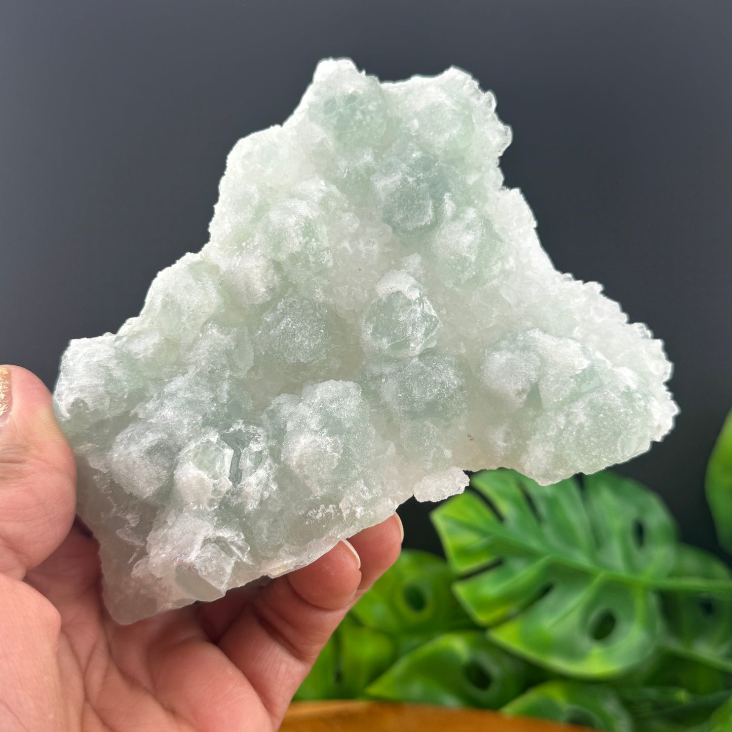 Green Sugar Fluorite on Druzy Quartz