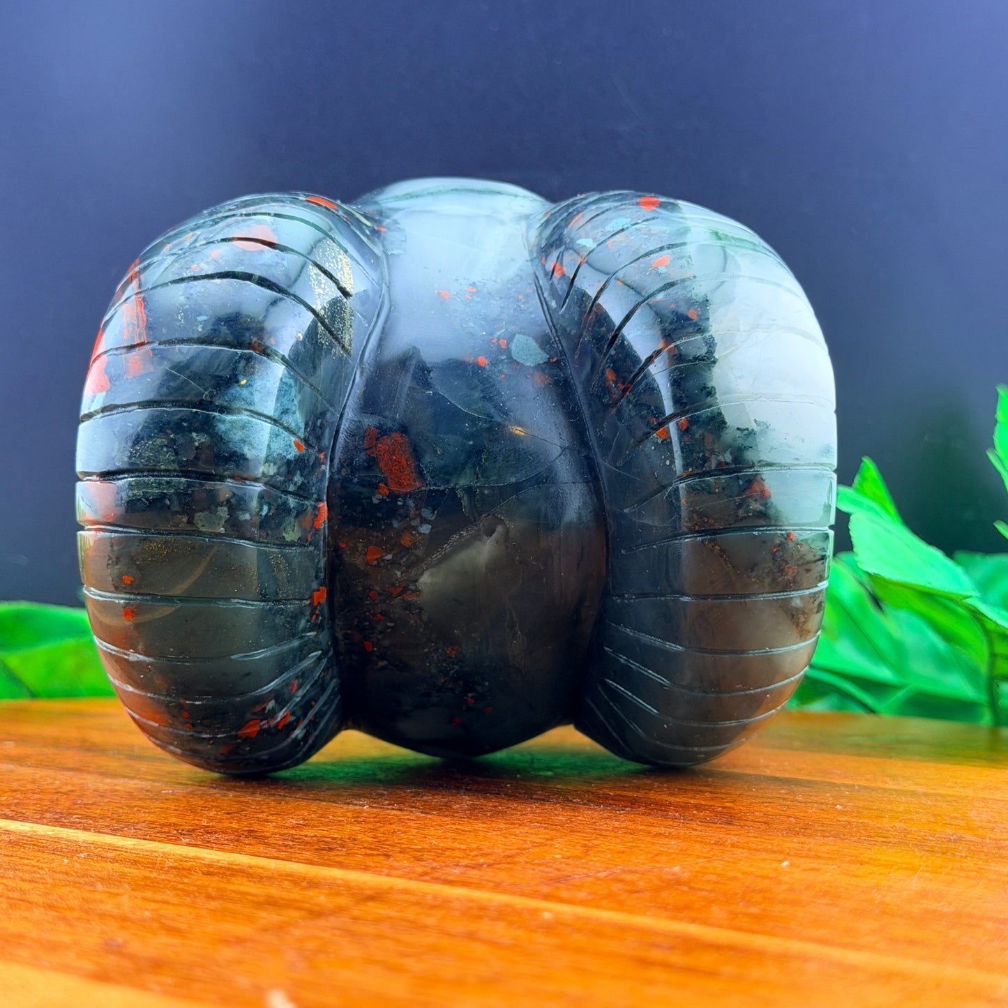 African Bloodstone Horned Skull